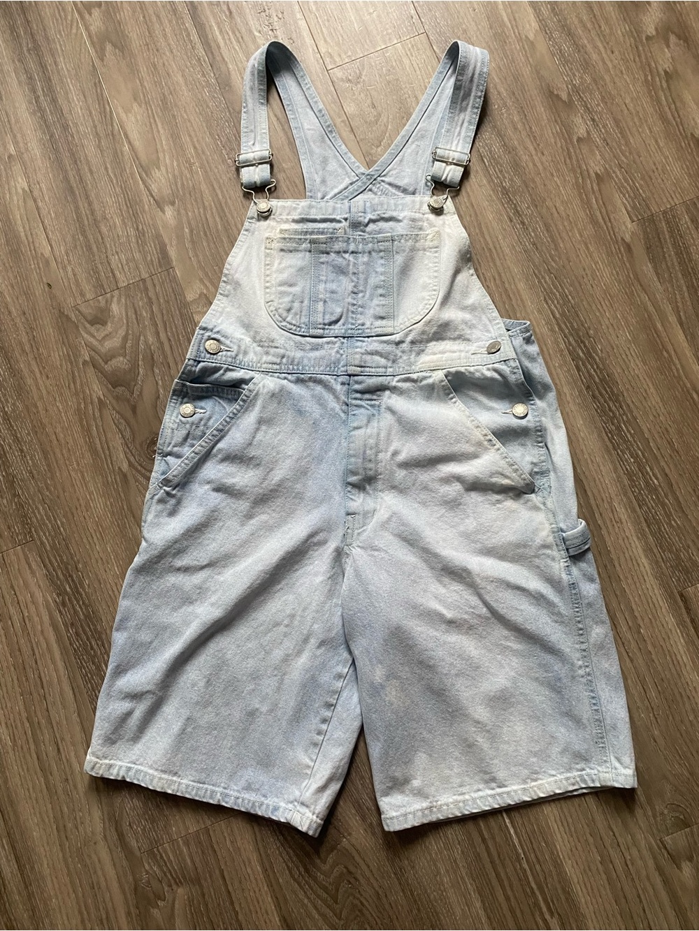 GAP Light Wash Tie-Dye Denim Short Overalls